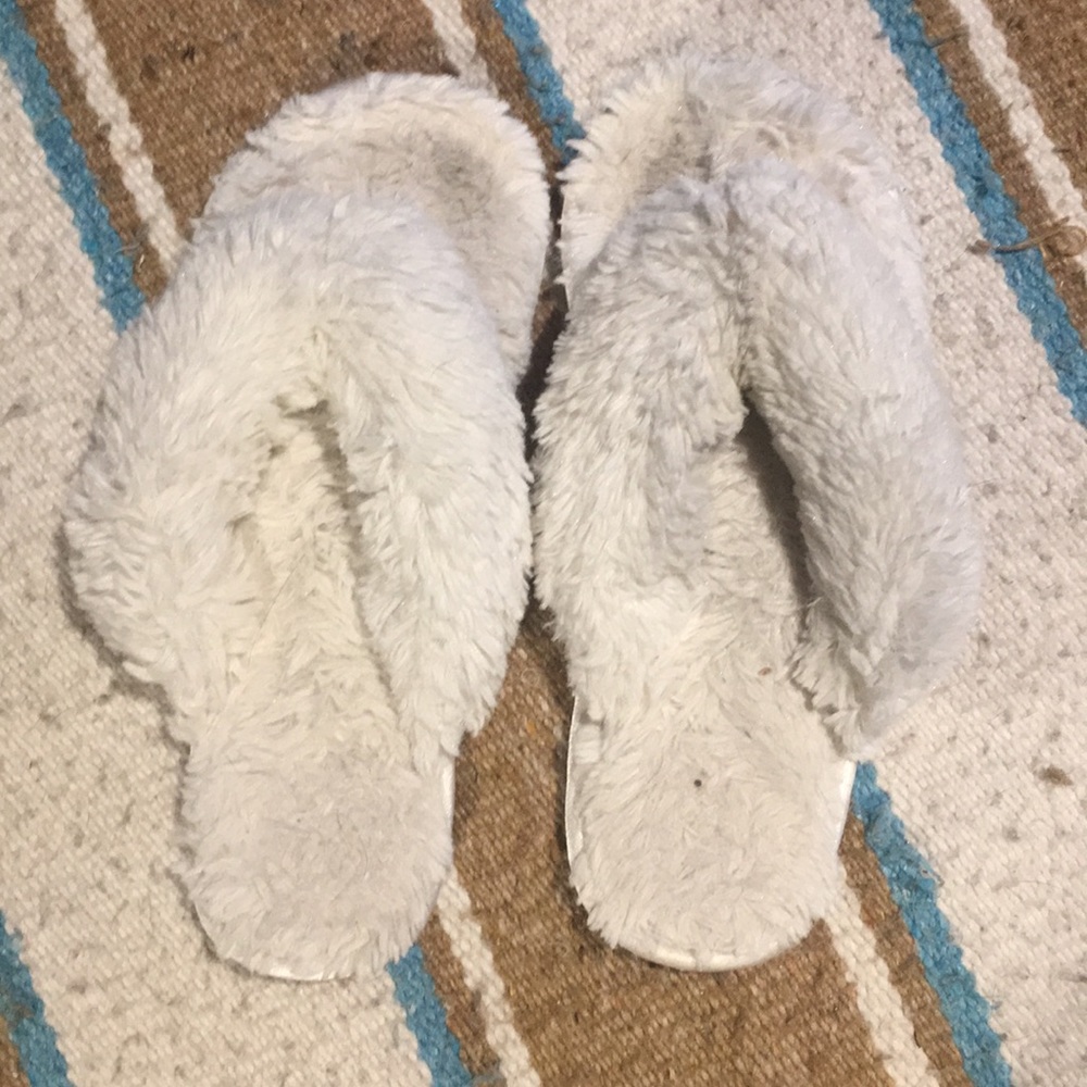 Fuzzy White Slippers